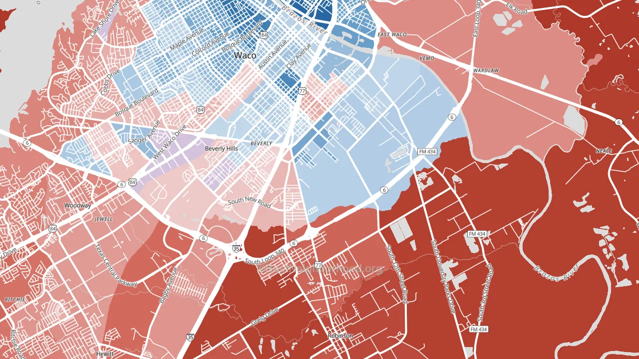76706, TX block-group political-lean map