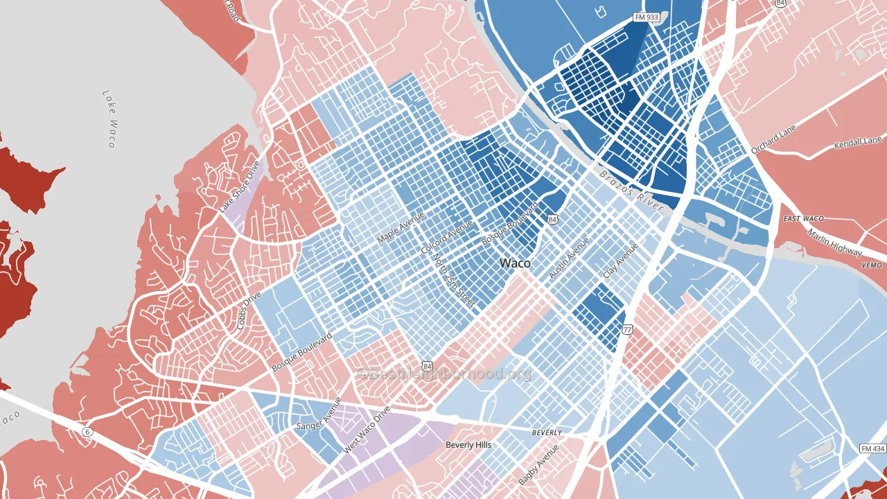 76707, TX block-group political-lean map