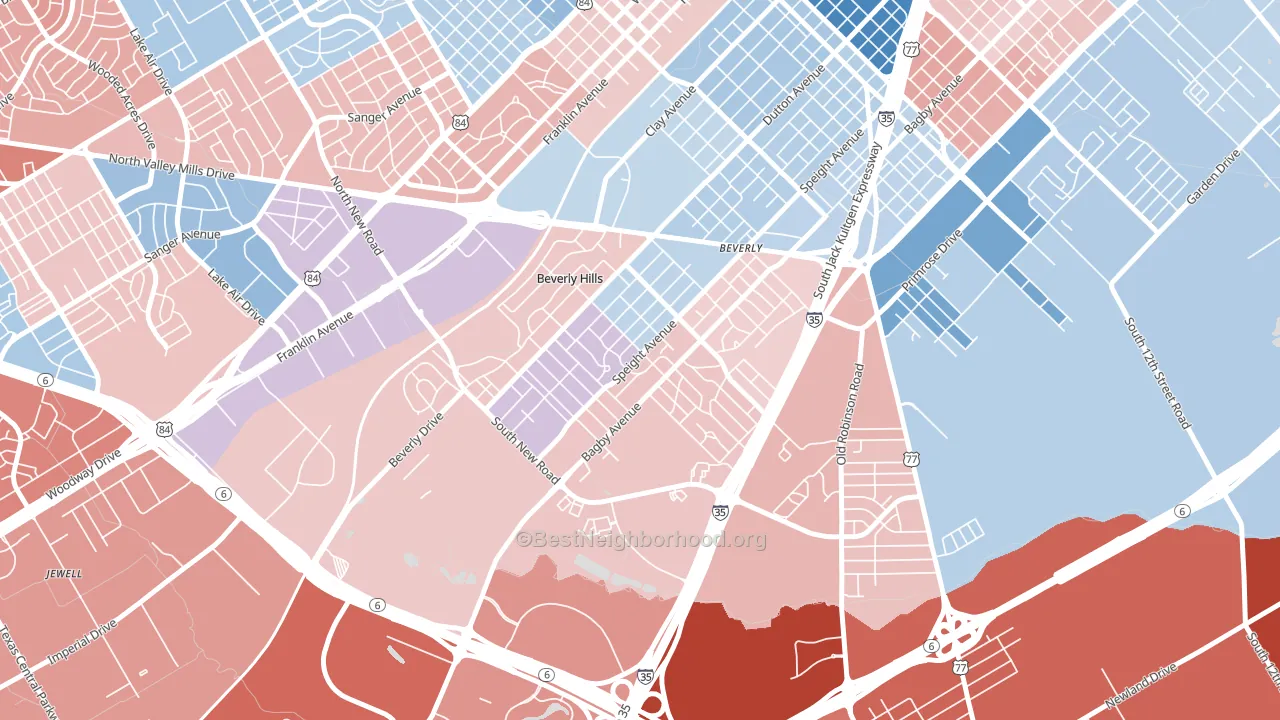 76711, TX block-group political-lean map