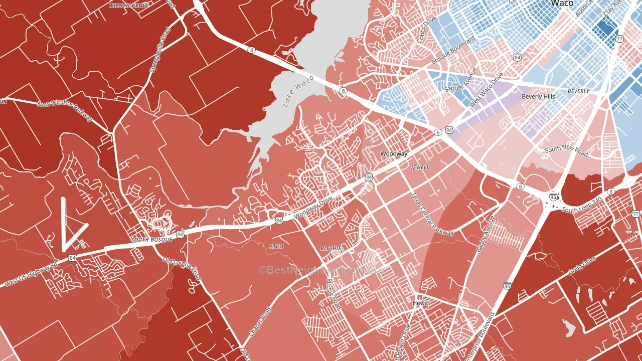76712, TX block-group political-lean map