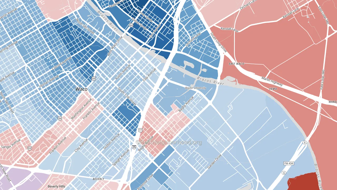76798, TX block-group political-lean map