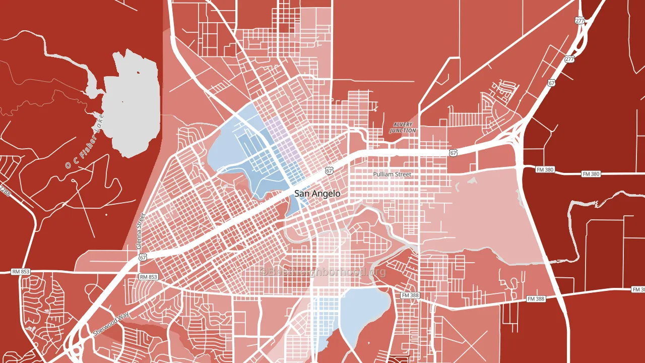 76903, TX block-group political-lean map