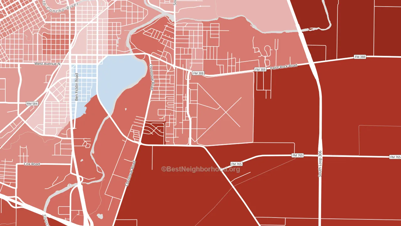 76908, TX block-group political-lean map