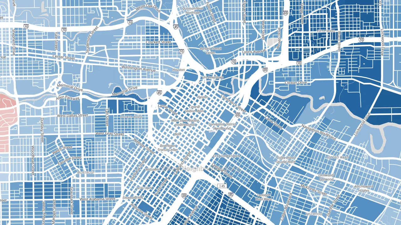 77002, TX block-group political-lean map
