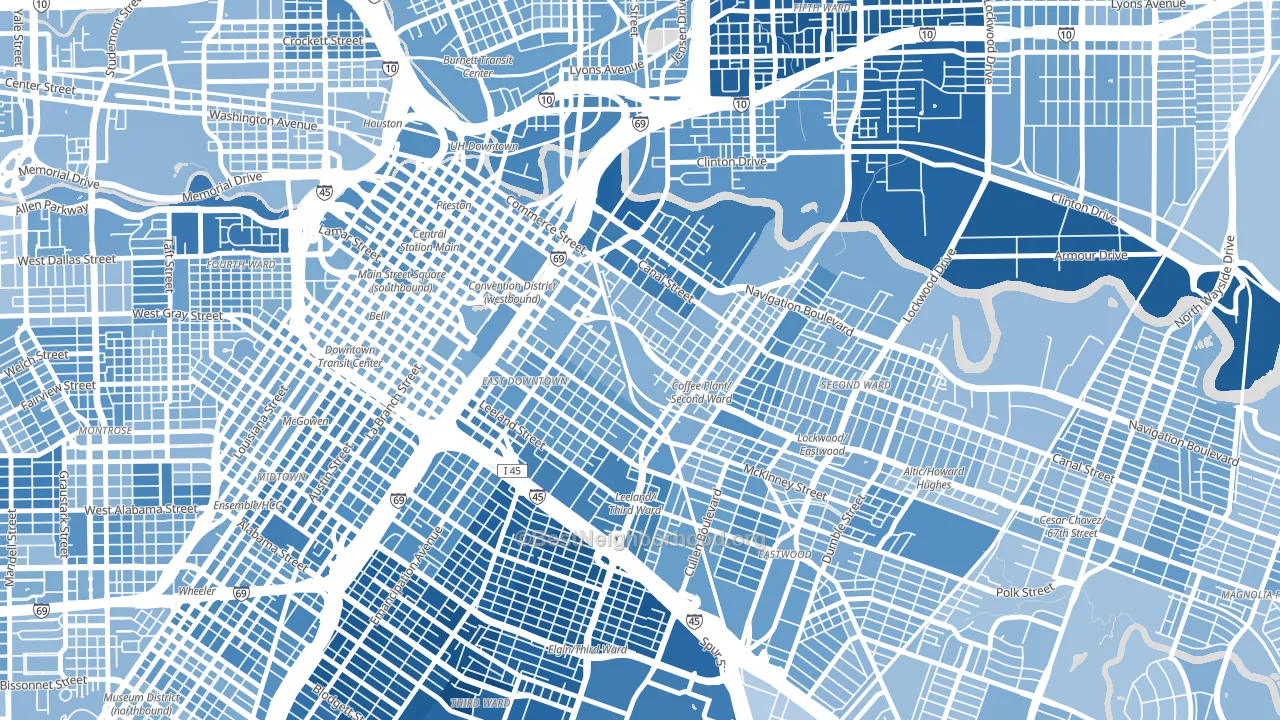 77003, TX block-group political-lean map