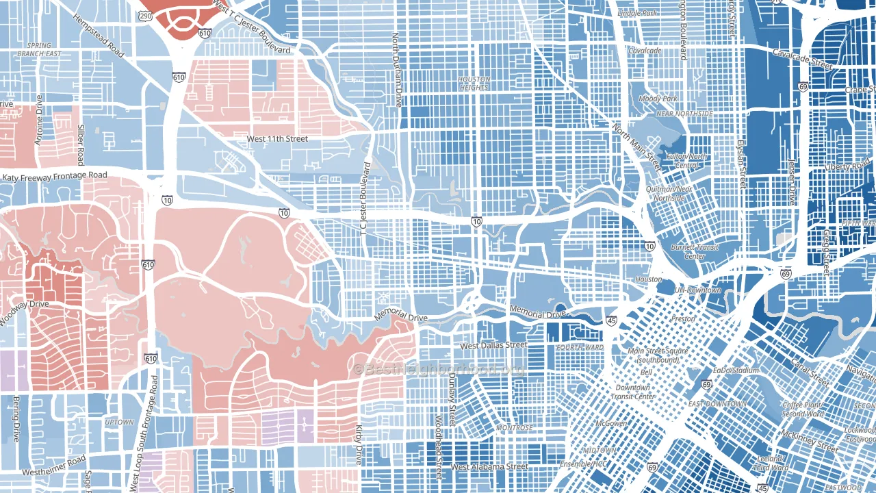 77007, TX block-group political-lean map