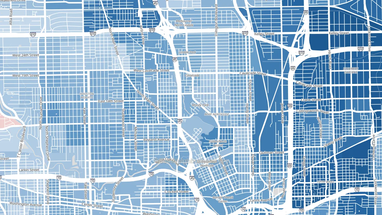 77009, TX block-group political-lean map