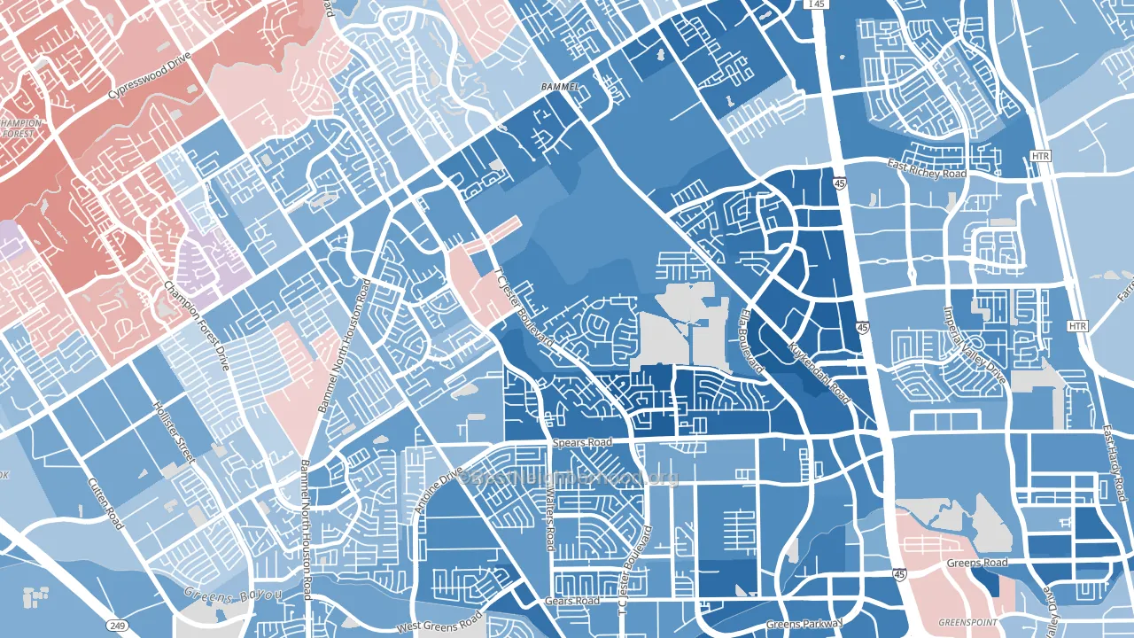 77014, TX block-group political-lean map