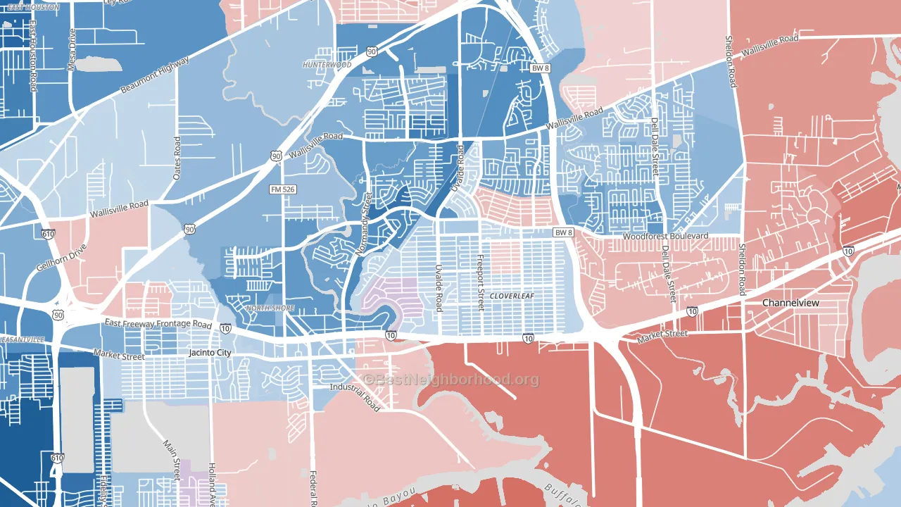 77015, TX block-group political-lean map