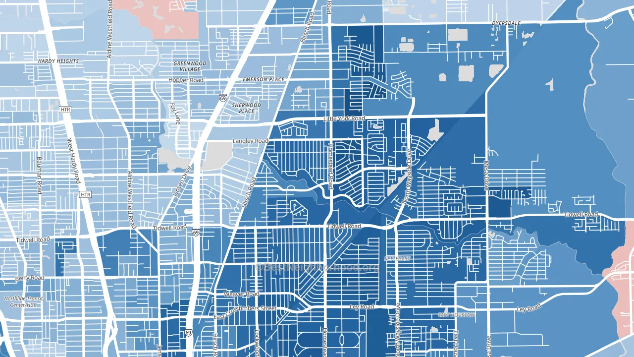 77016, TX block-group political-lean map
