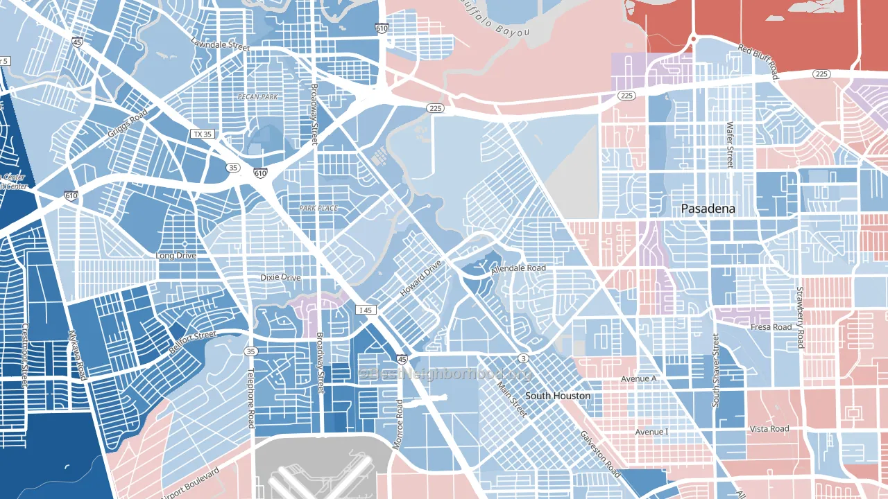 77017, TX block-group political-lean map