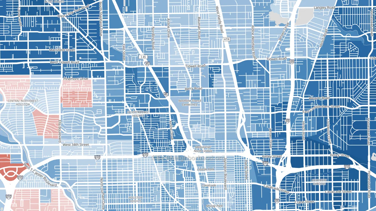 77022, TX block-group political-lean map