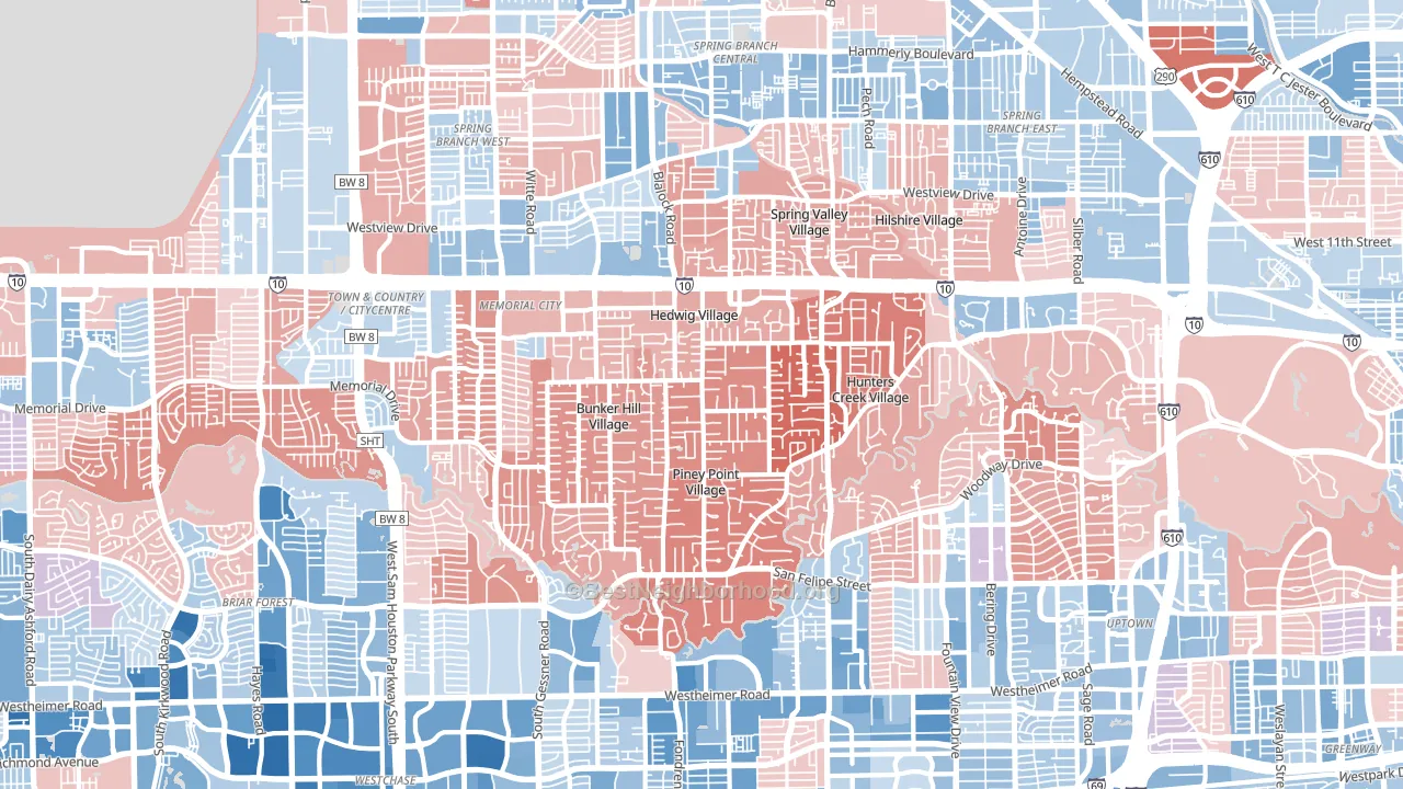 77024, TX block-group political-lean map