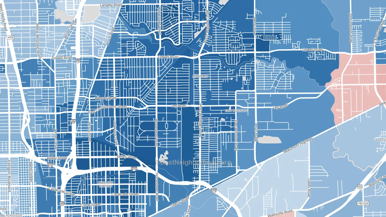 77028, TX block-group political-lean map