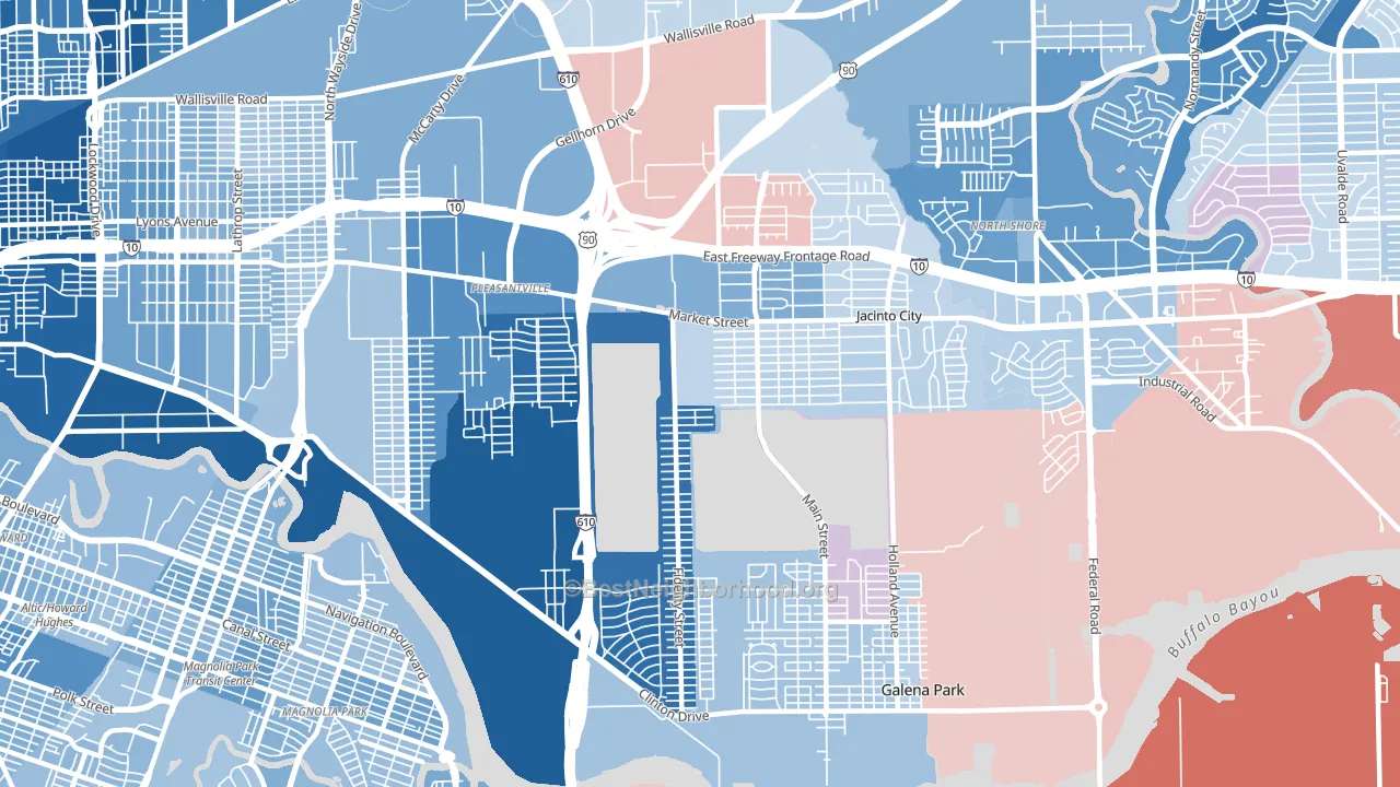 77029, TX block-group political-lean map