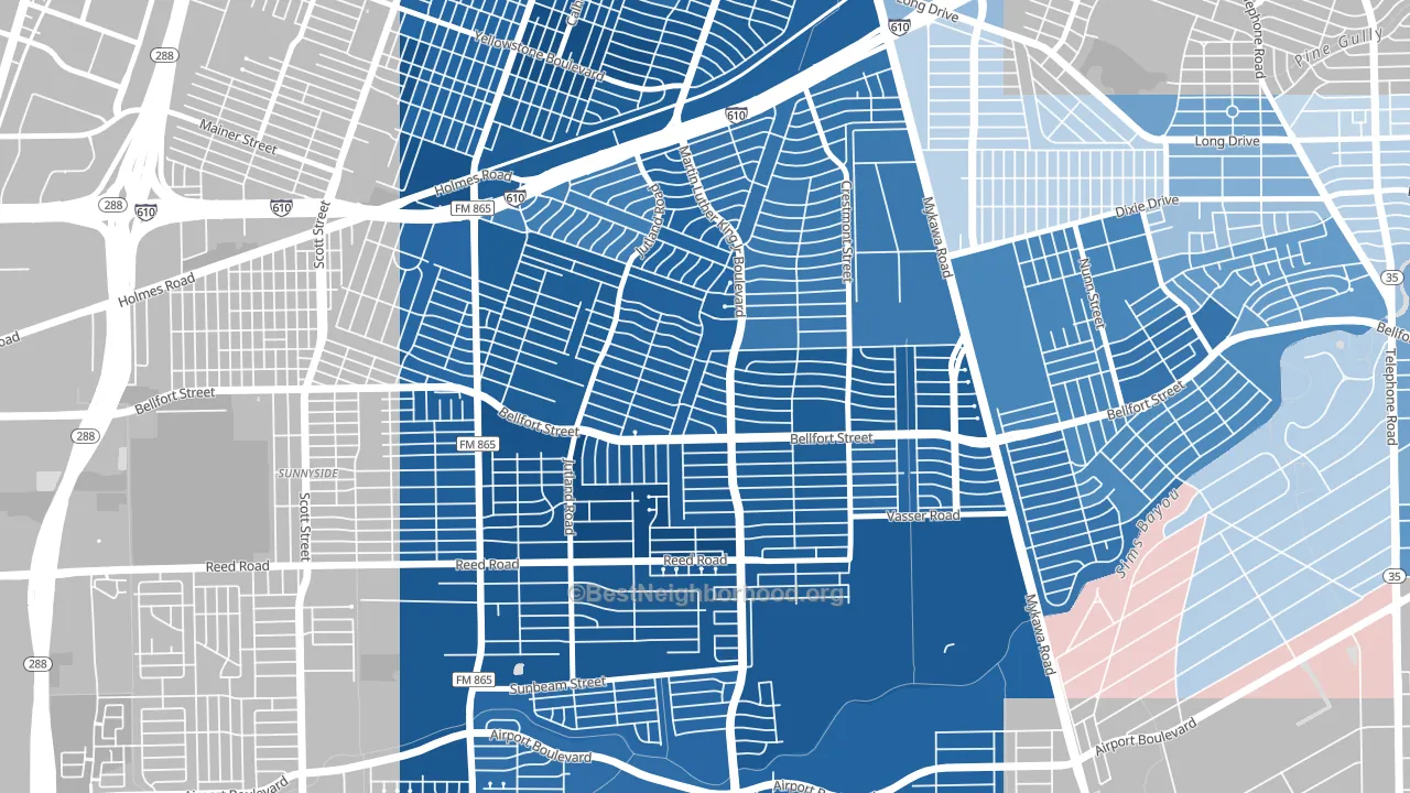 77033, TX block-group political-lean map