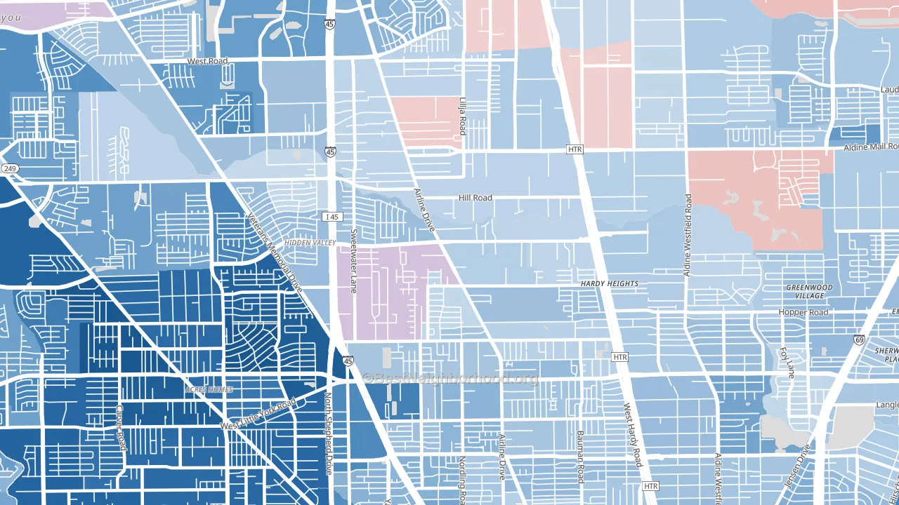 77037, TX block-group political-lean map