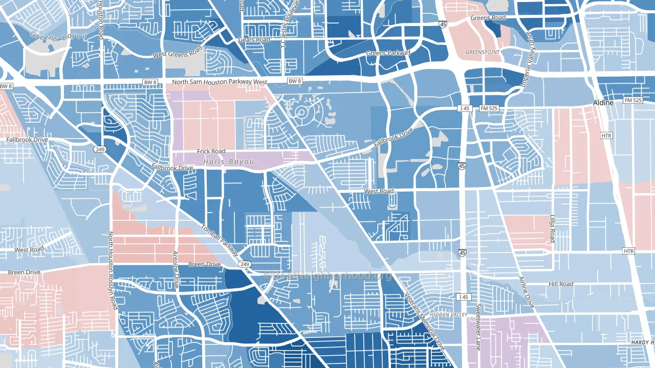 77038, TX block-group political-lean map