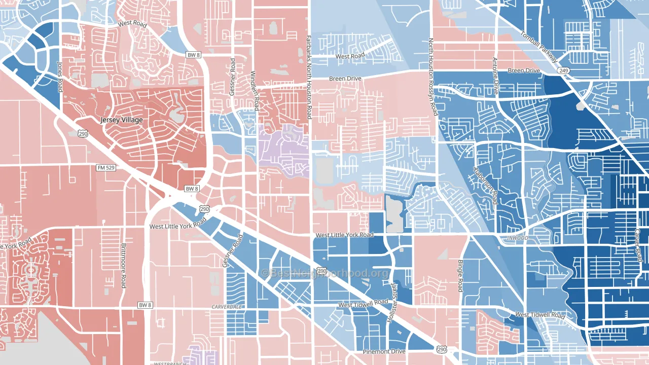 77040, TX block-group political-lean map