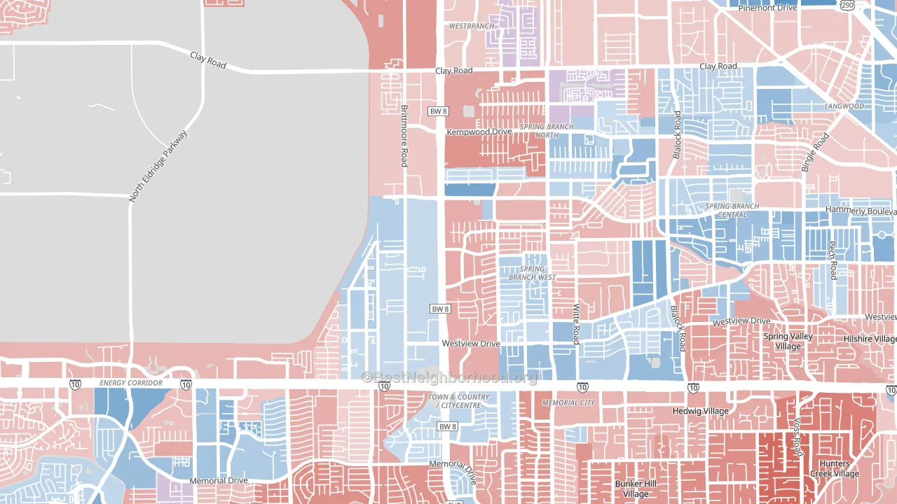 77043, TX block-group political-lean map