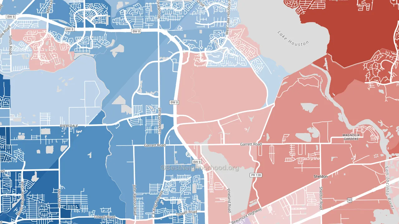 77044, TX block-group political-lean map