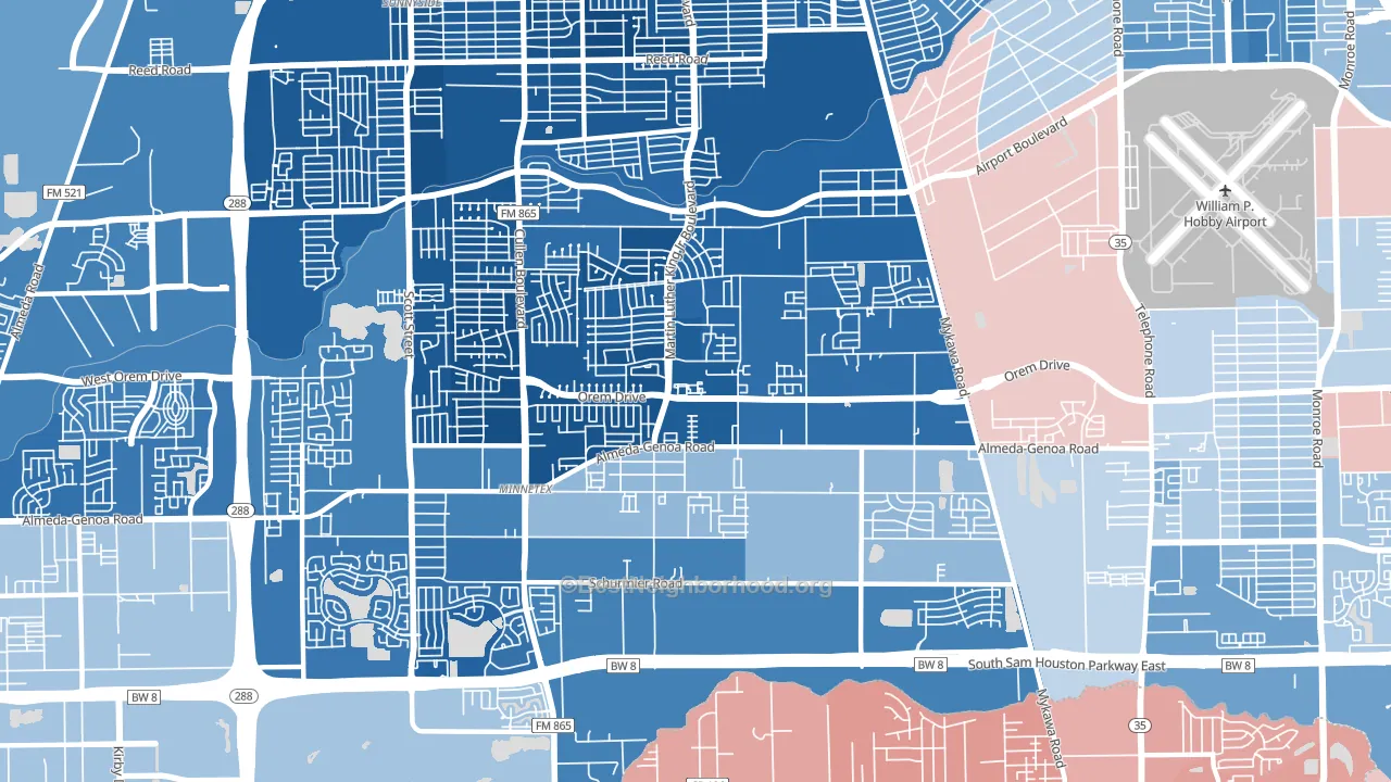 77048, TX block-group political-lean map