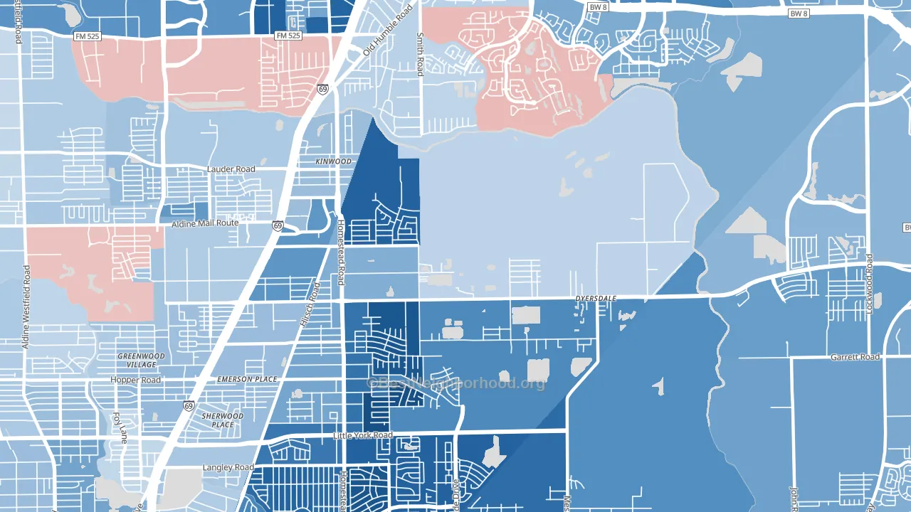 77050, TX block-group political-lean map