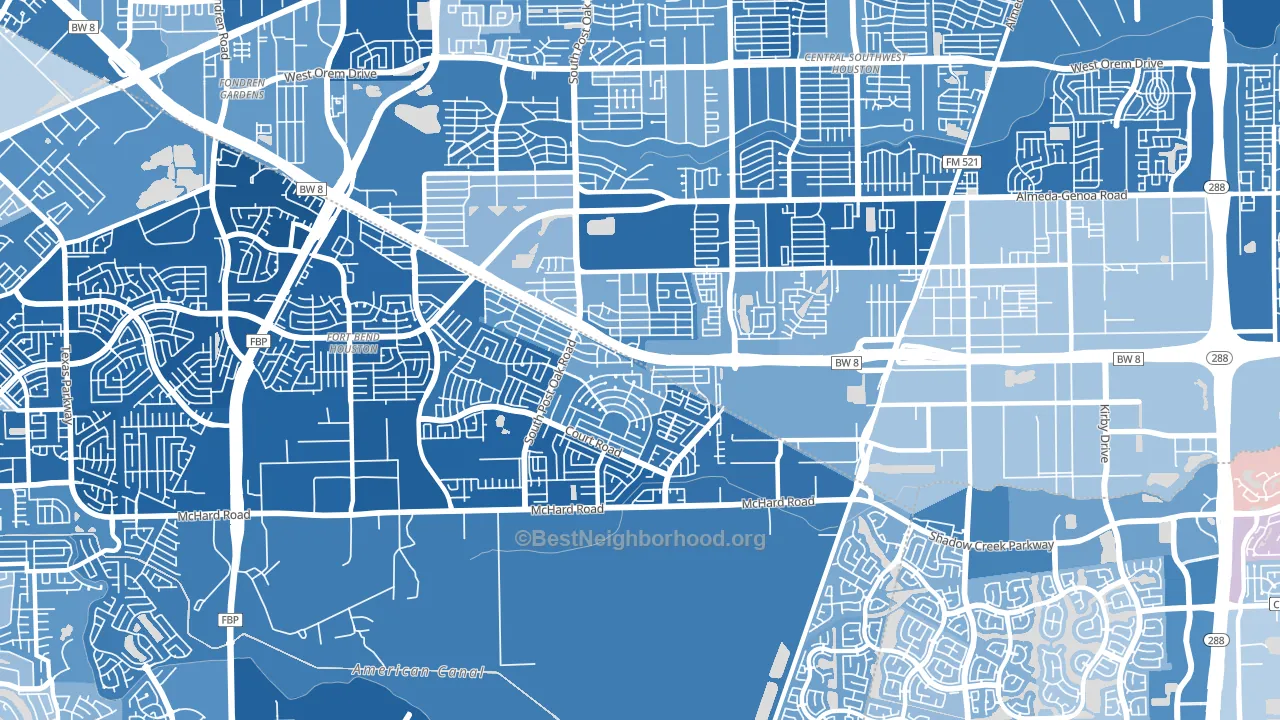 77053, TX block-group political-lean map