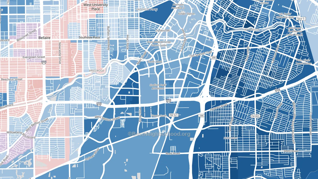 77054, TX block-group political-lean map