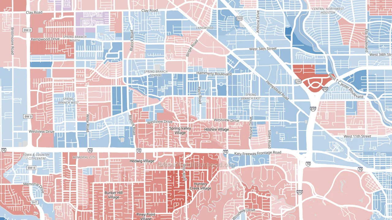 77055, TX block-group political-lean map