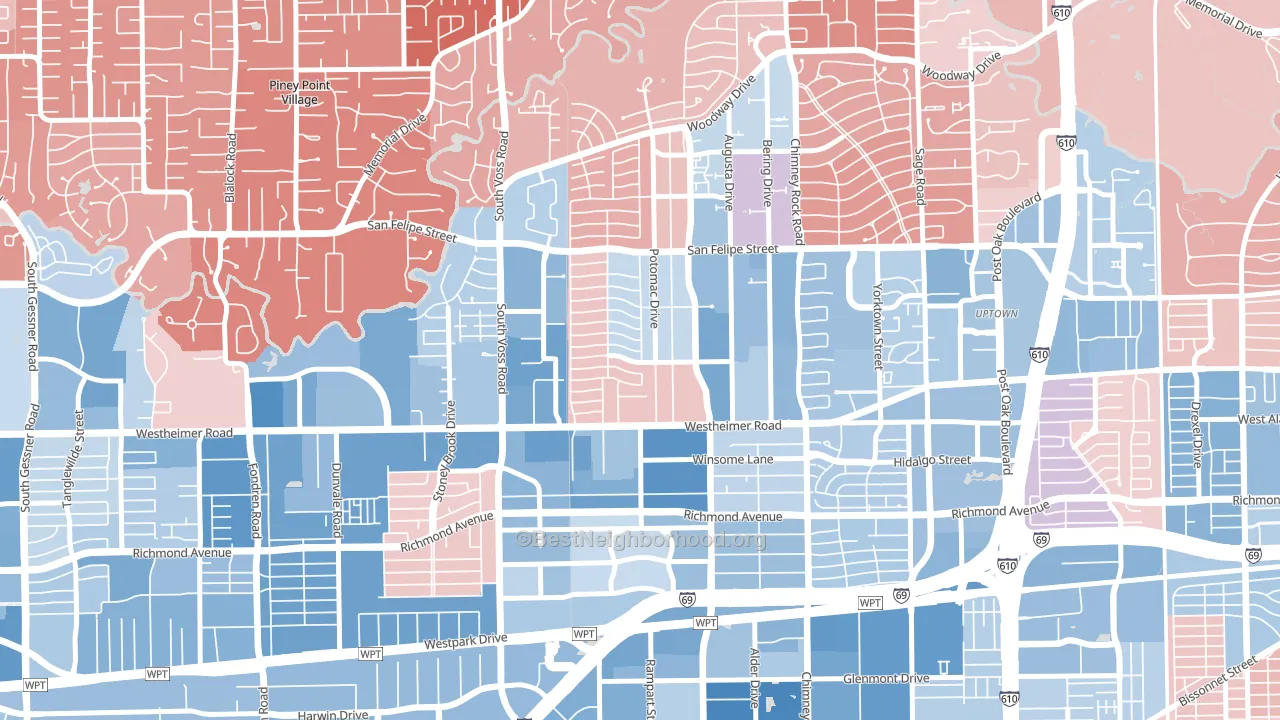 77057, TX block-group political-lean map