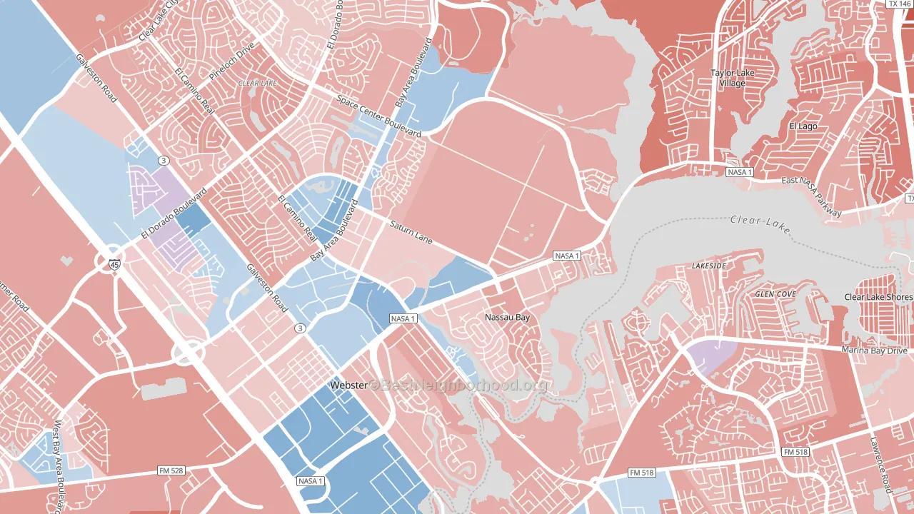 77058, TX block-group political-lean map