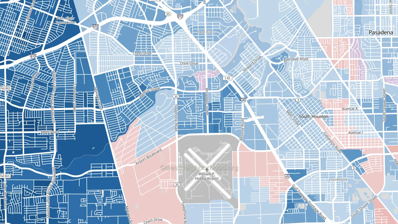 77061, TX block-group political-lean map