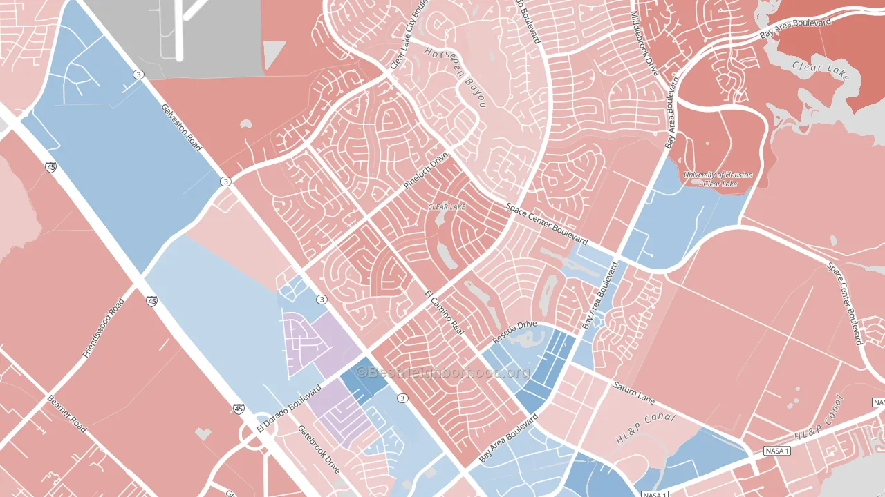 77062, TX block-group political-lean map