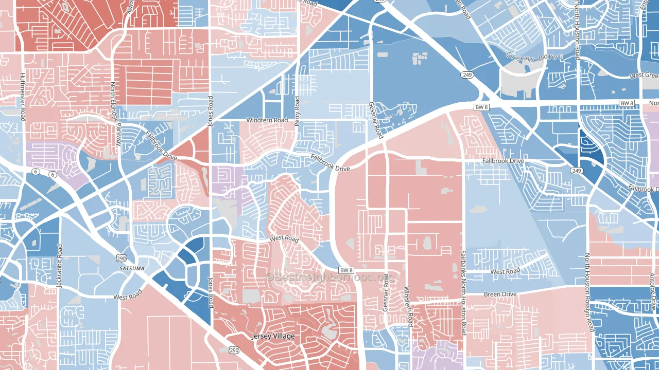 77064, TX block-group political-lean map