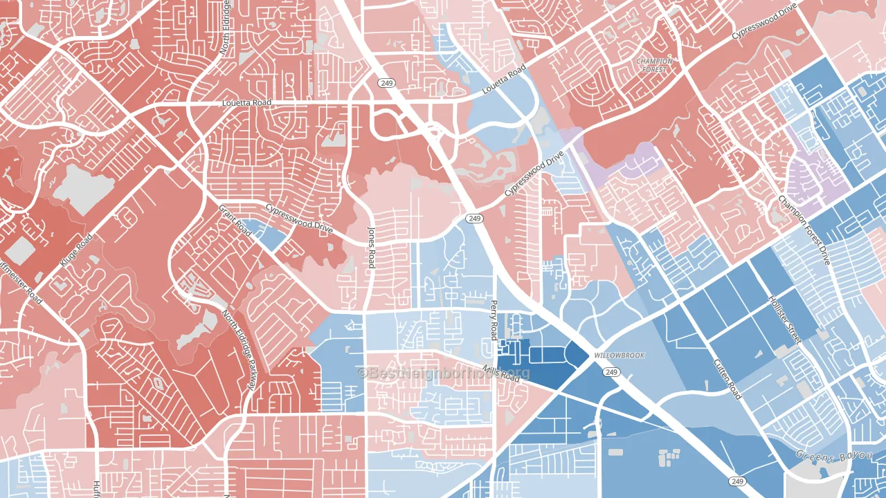 77070, TX block-group political-lean map