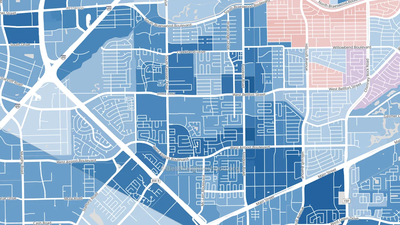 77071, TX block-group political-lean map