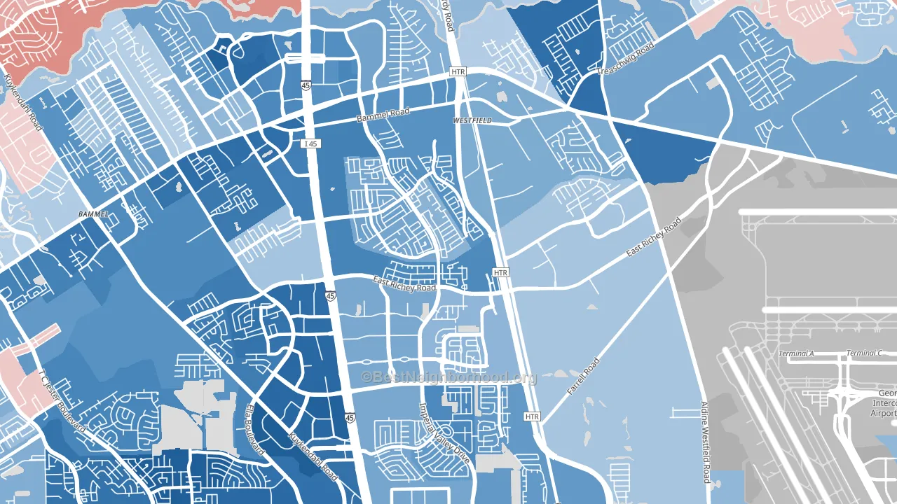 77073, TX block-group political-lean map