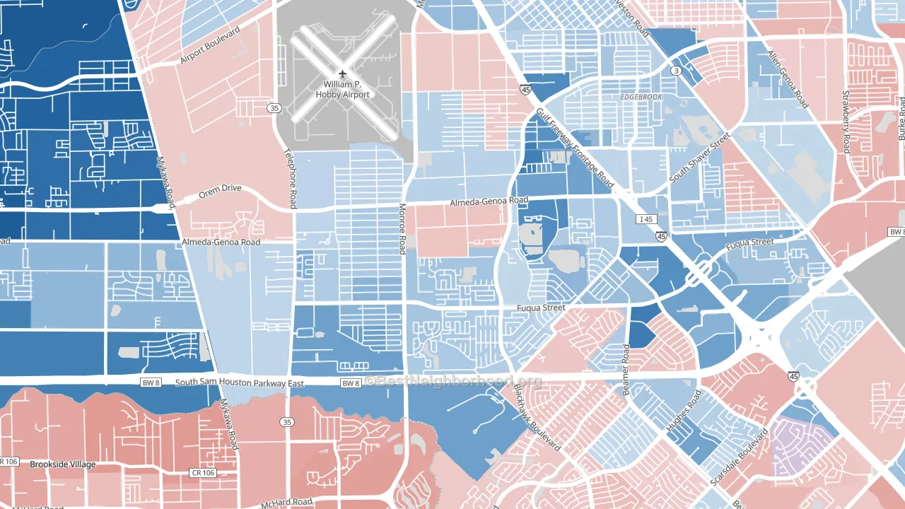 77075, TX block-group political-lean map