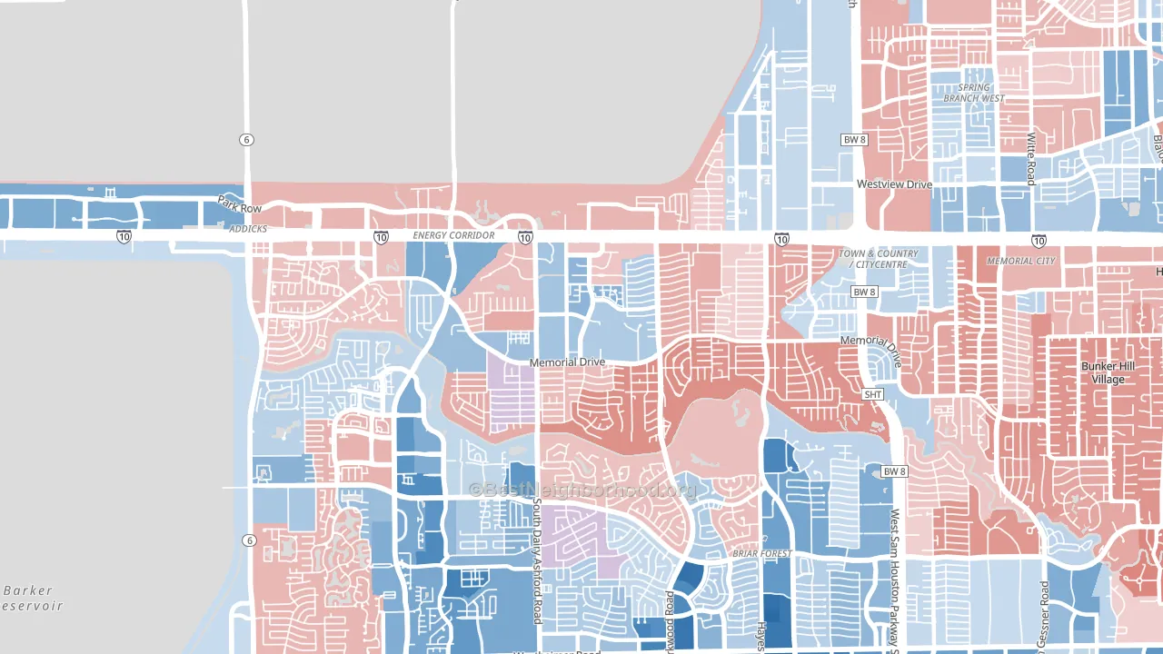 77079, TX block-group political-lean map