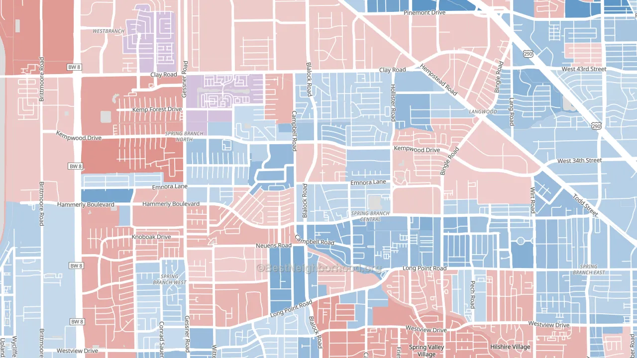 77080, TX block-group political-lean map
