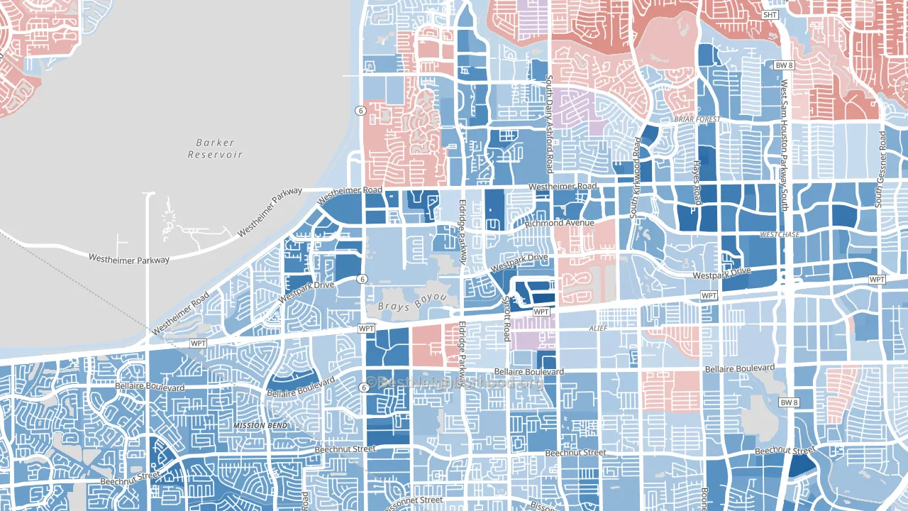 77082, TX block-group political-lean map