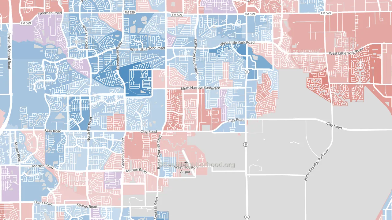 77084, TX block-group political-lean map