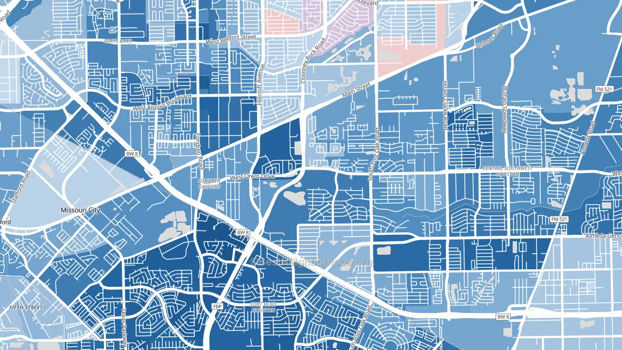 77085, TX block-group political-lean map