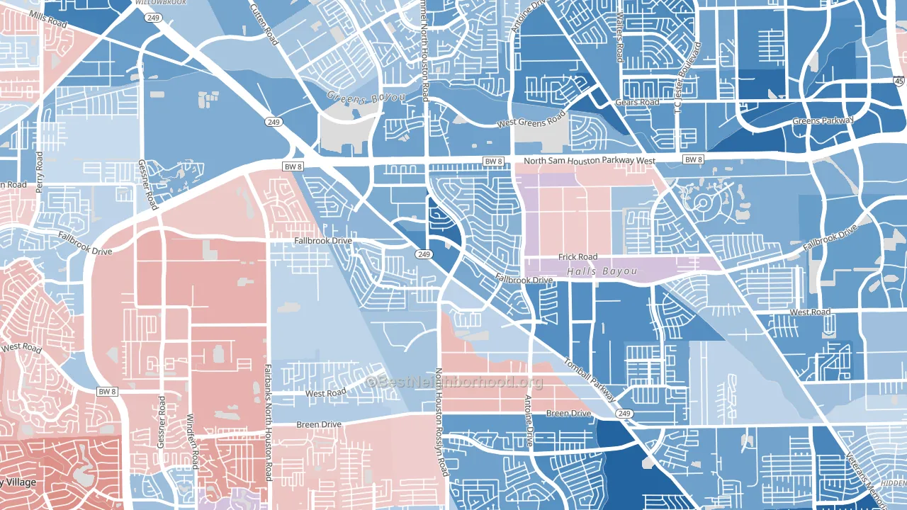 77086, TX block-group political-lean map