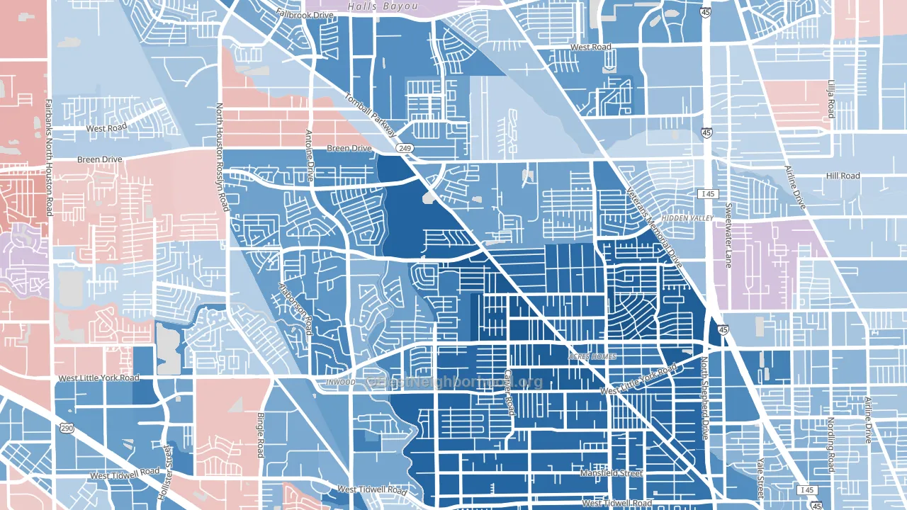 77088, TX block-group political-lean map