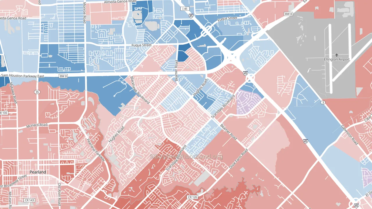 77089, TX block-group political-lean map