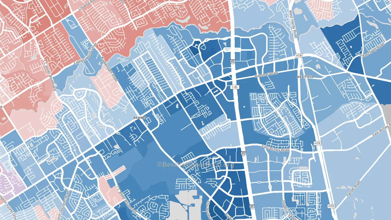 77090, TX block-group political-lean map