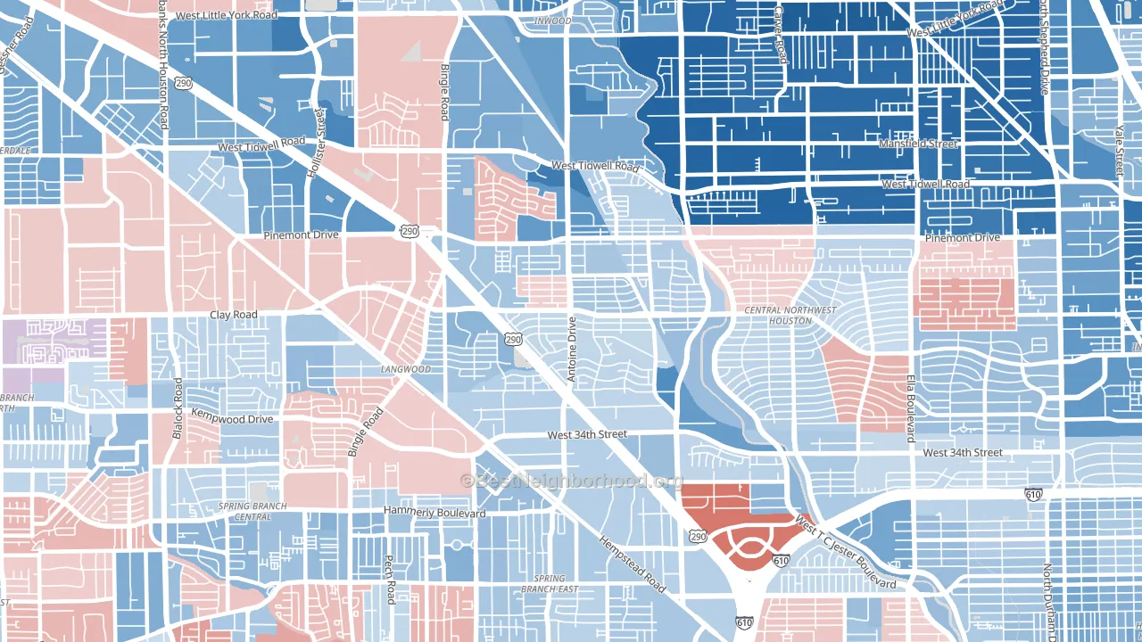 77092, TX block-group political-lean map