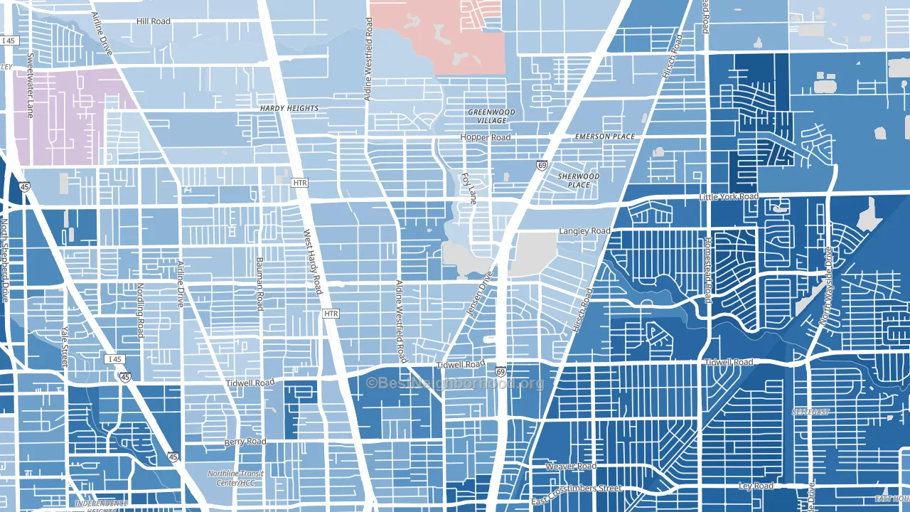 77093, TX block-group political-lean map